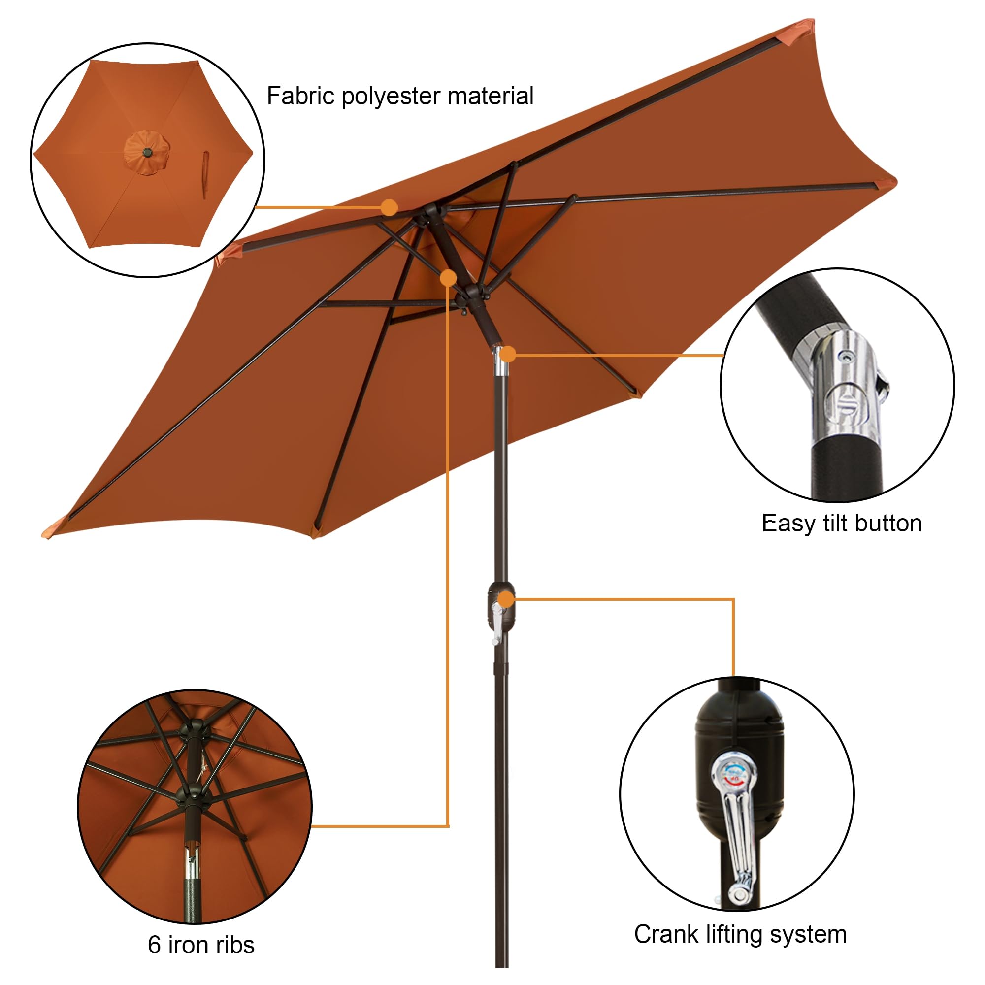 Blissun push-button tilt crank adjusting shade angle outdoors