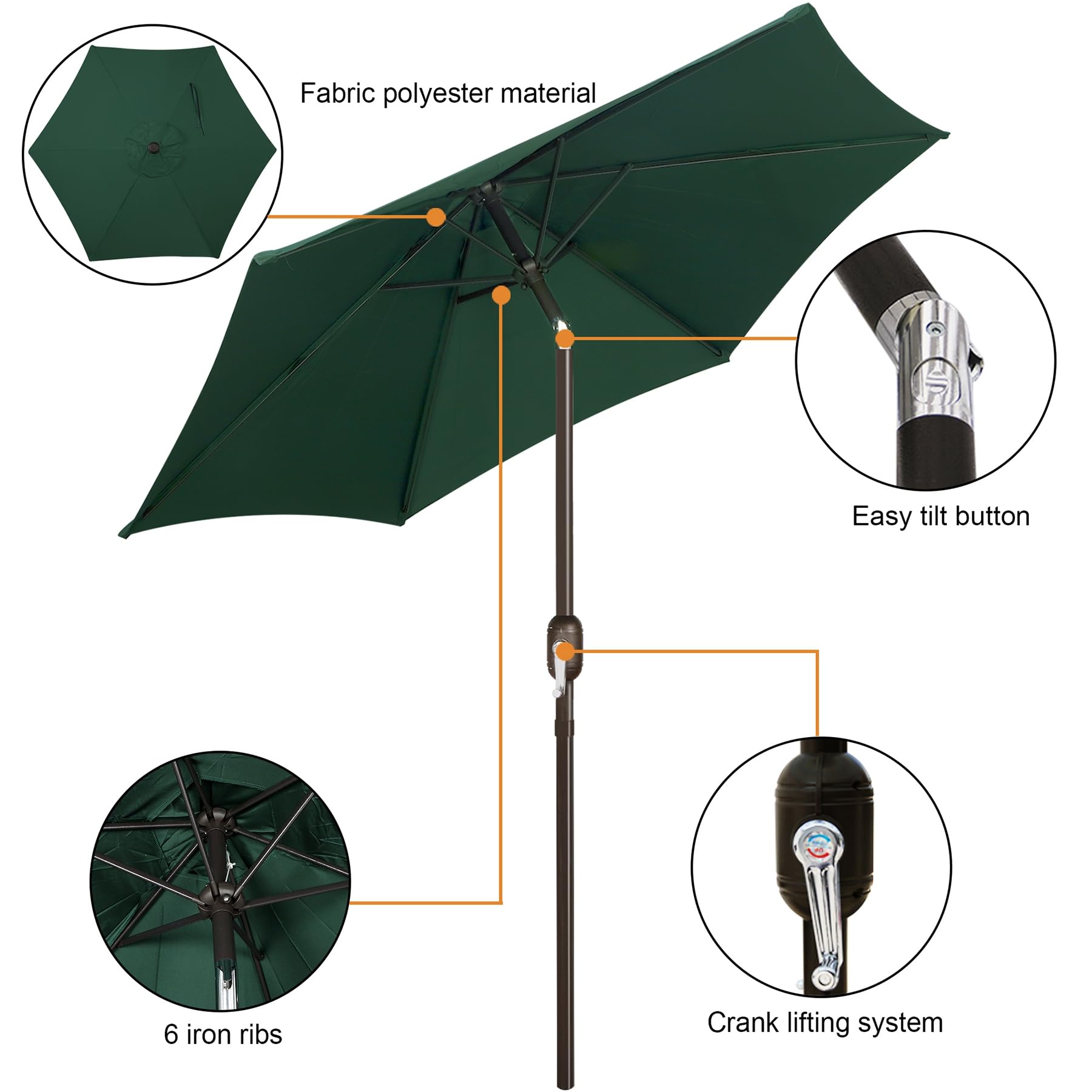 Blissun push-button tilt mechanism lets you adjust sun angle.