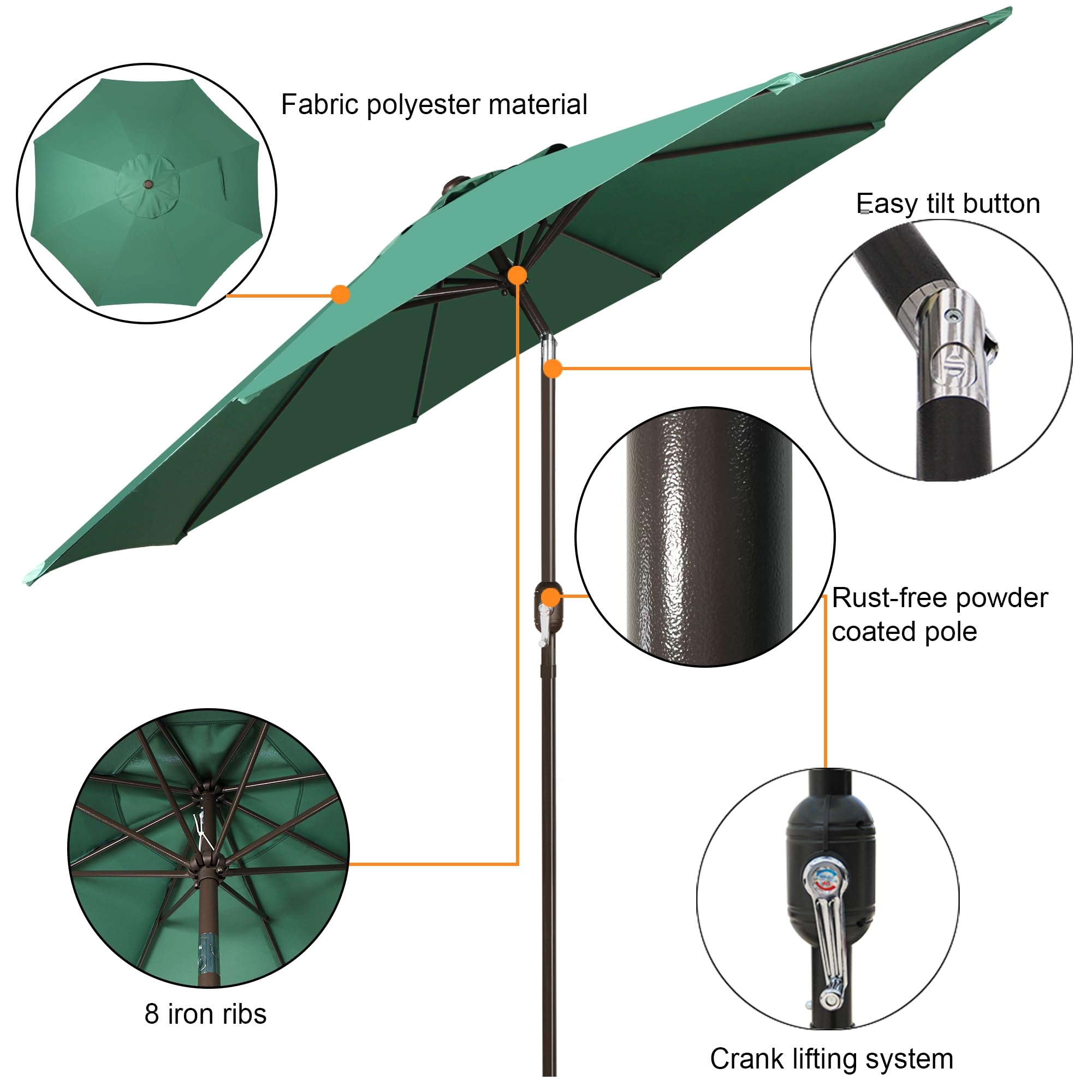 Blissun Seaglass umbrella push button tilt for versatile shading angles