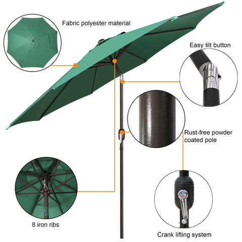 Blissun Seaglass umbrella push button tilt for versatile shading angles
