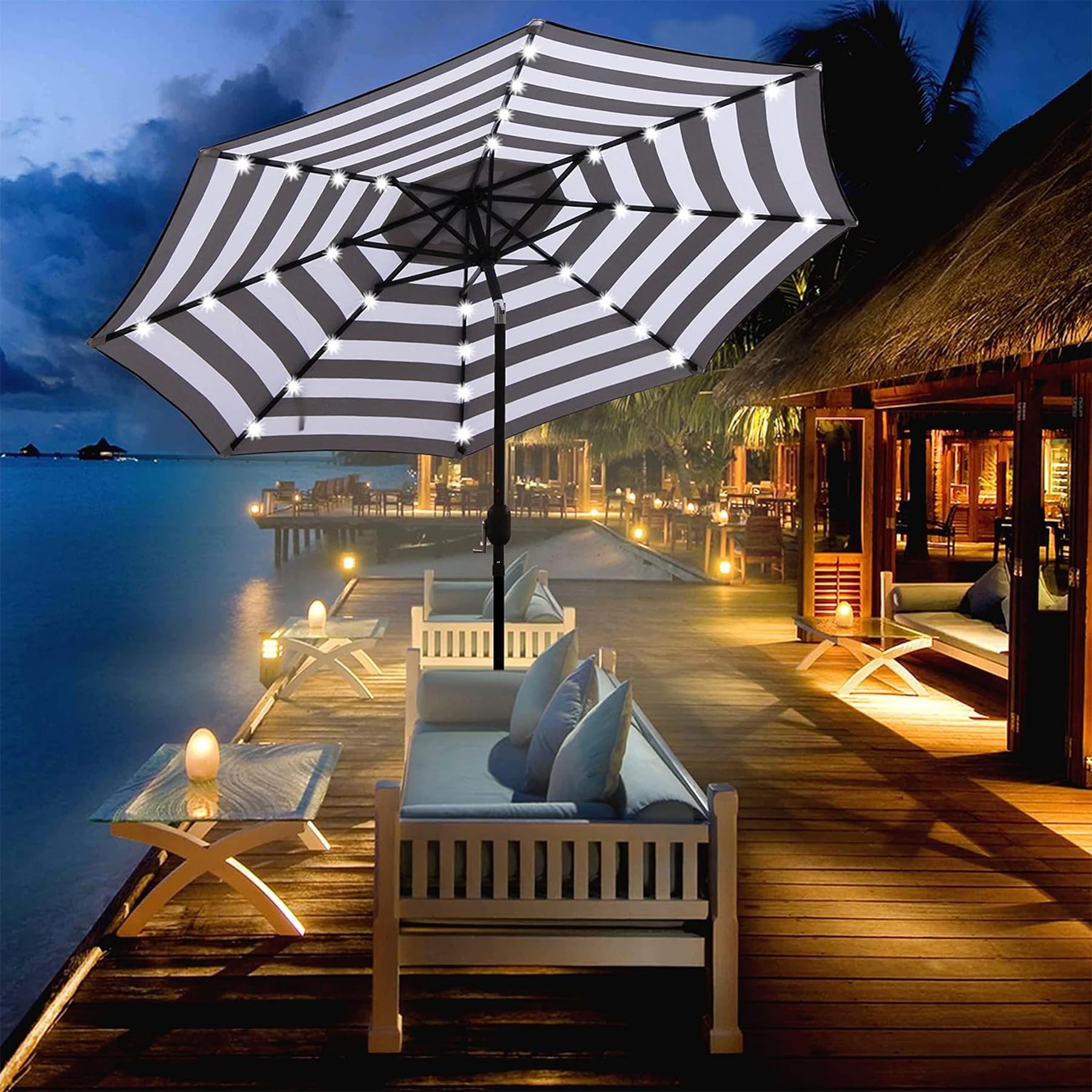 Blissun solar panel powers energy-efficient lights for all-night ambience