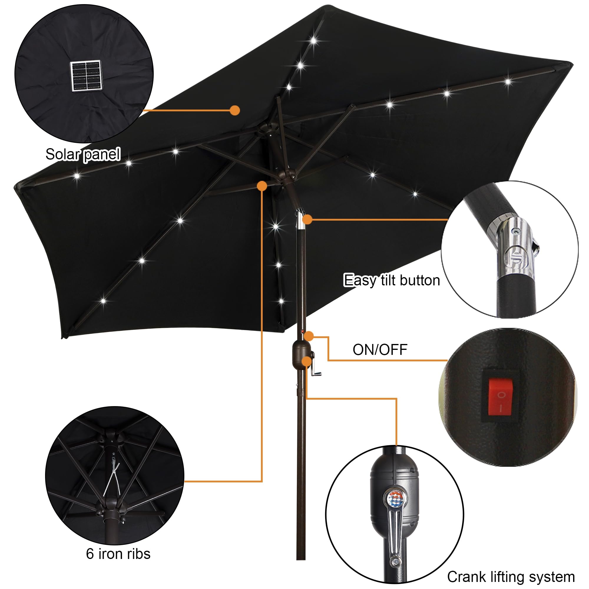 Blissun umbrella tilt and crank for easy shade adjustment