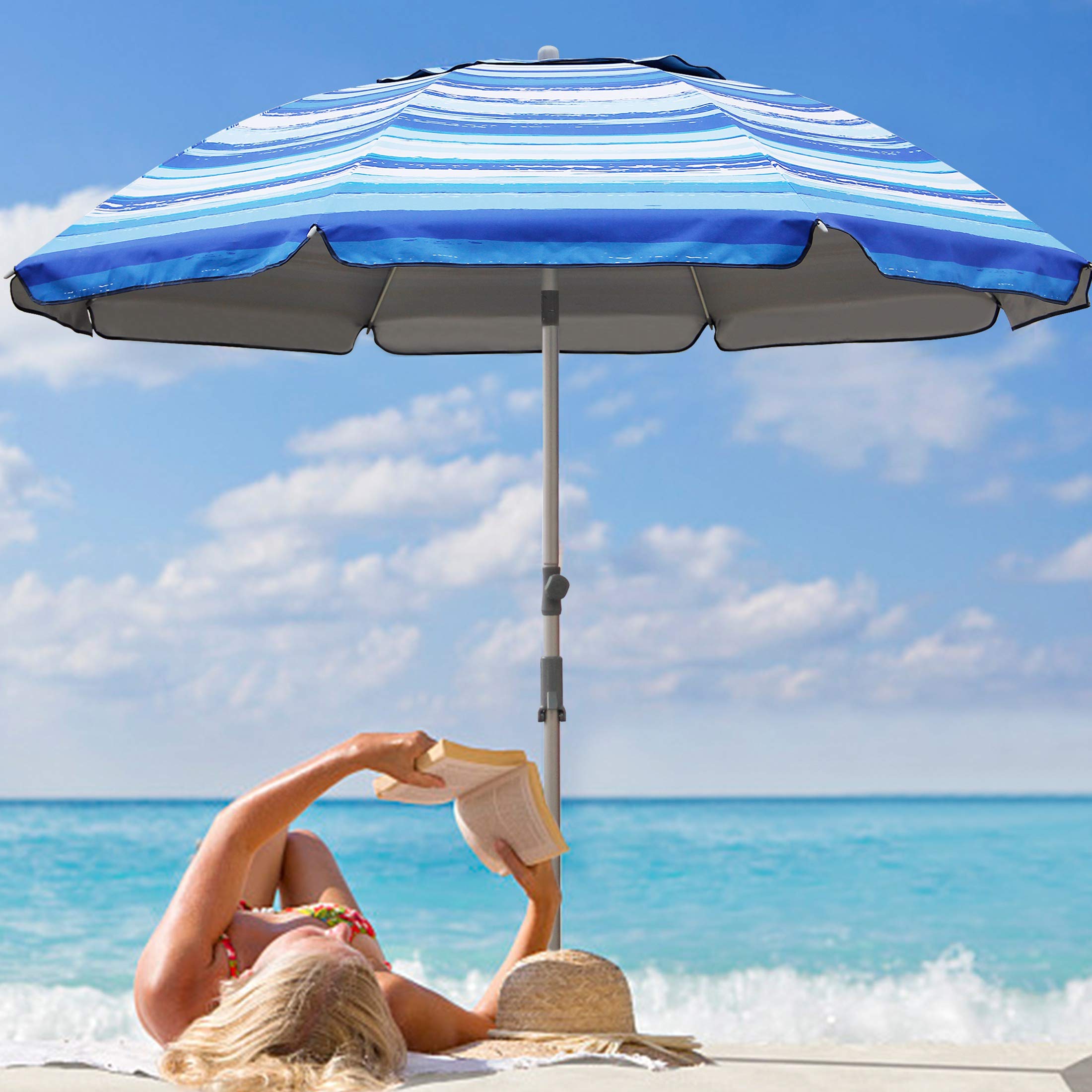 Blissun steel bottom pole with zinc tilt offers sturdy, adjustable shade angle.