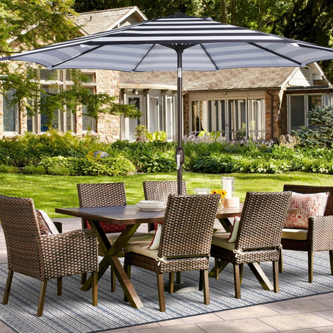 Blissun strap-closure canopy for easy storage when not in use.