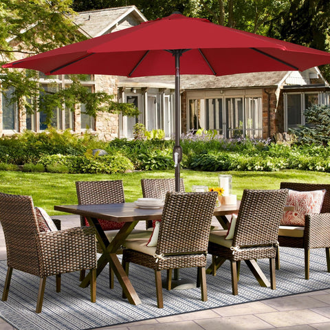 Blissun strap-closure storage feature on canopy aids tidy storage when not in use.