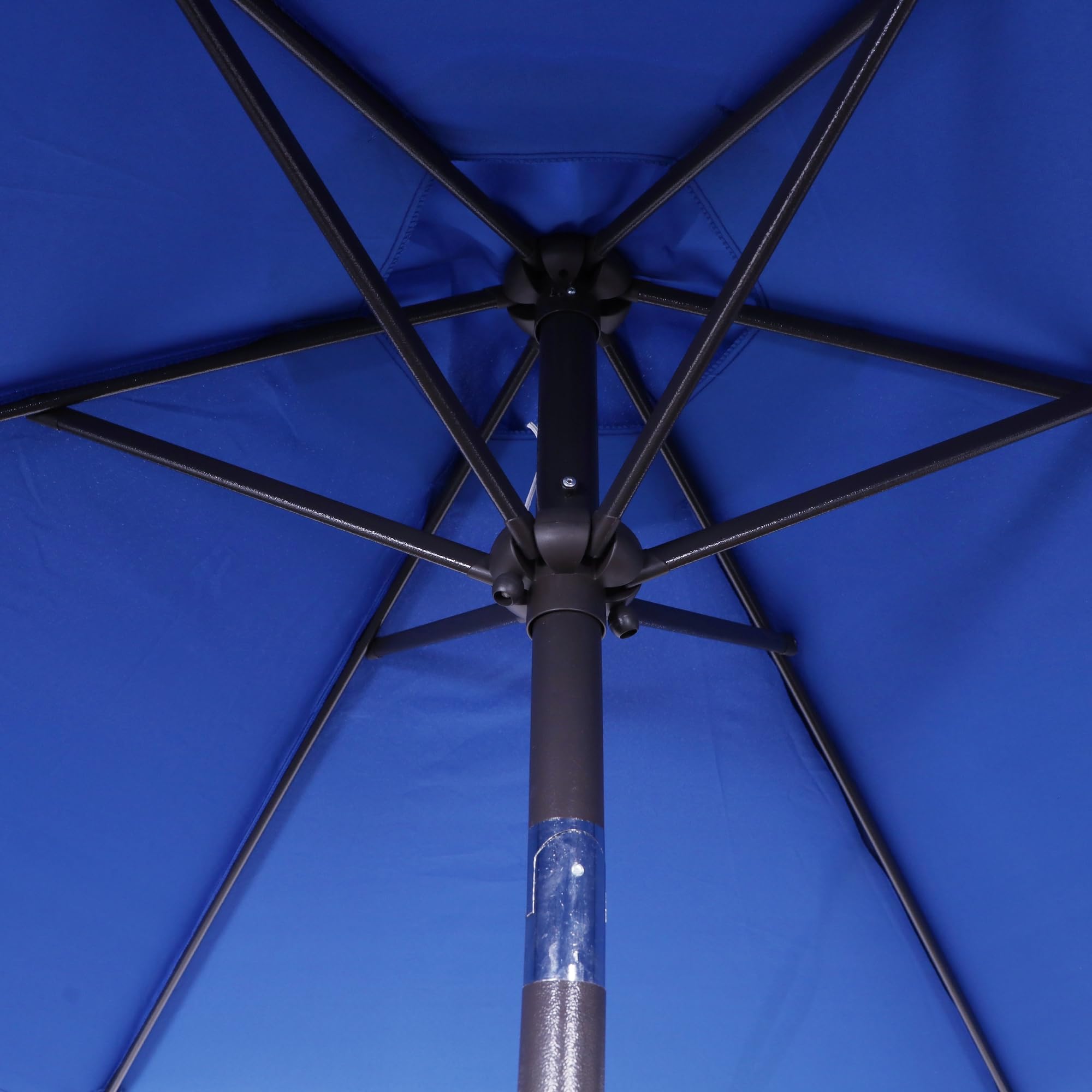 Blissun sturdy aluminum-iron pole umbrella provides durable support for busy patios.