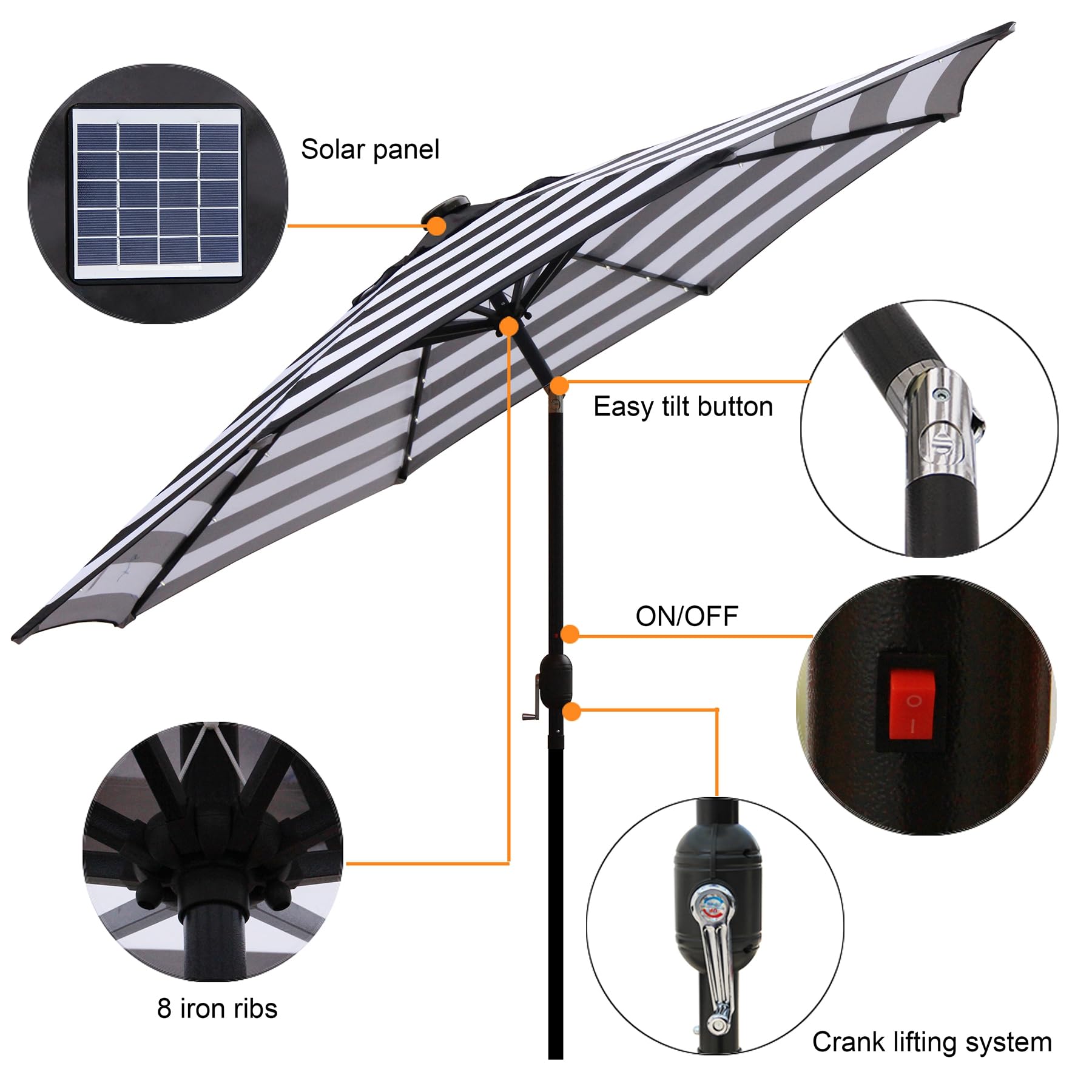 Blissun tilt and crank patio umbrella enables easy shade adjustment