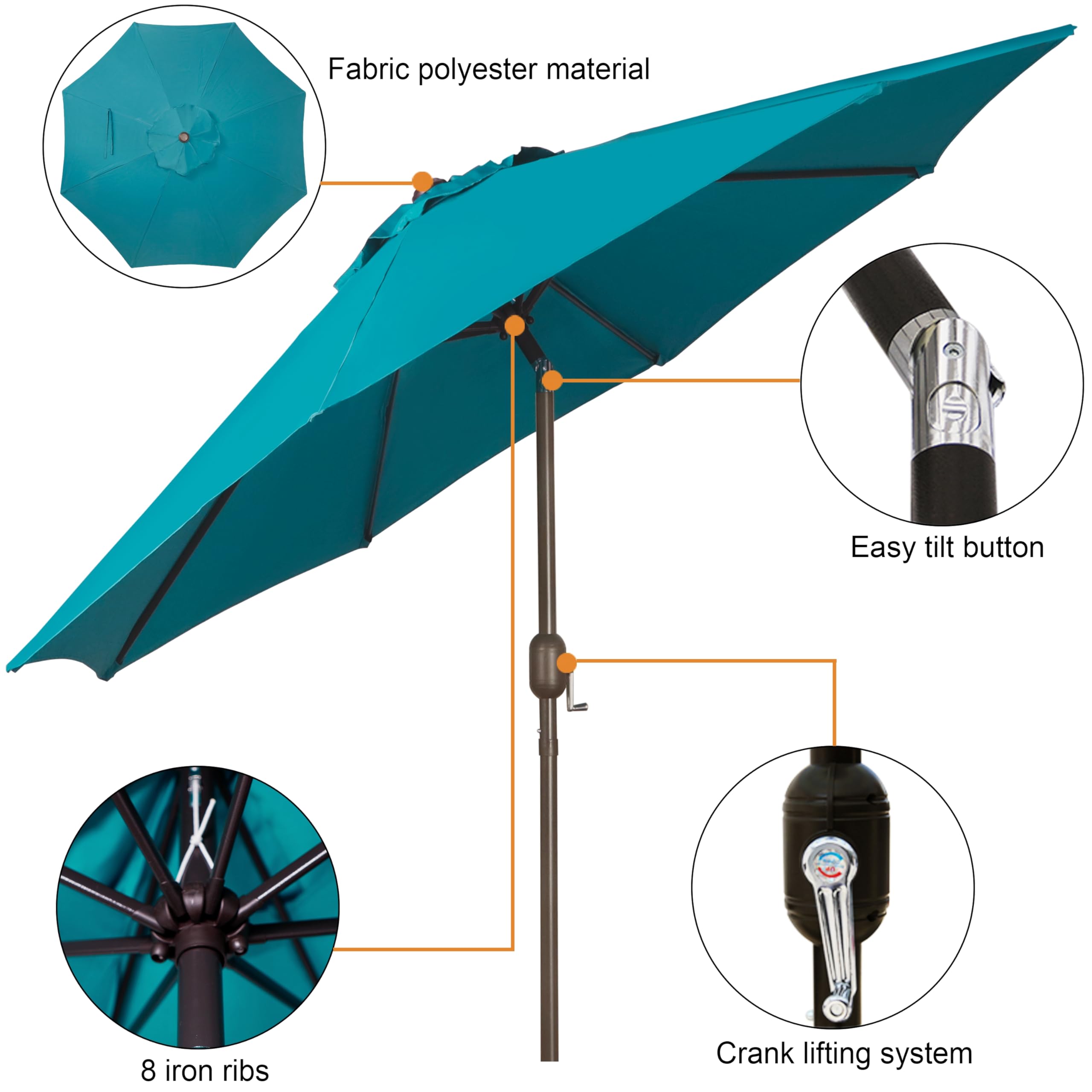 Blissun 8-rib frame provides sturdy support on a breezy patio.
