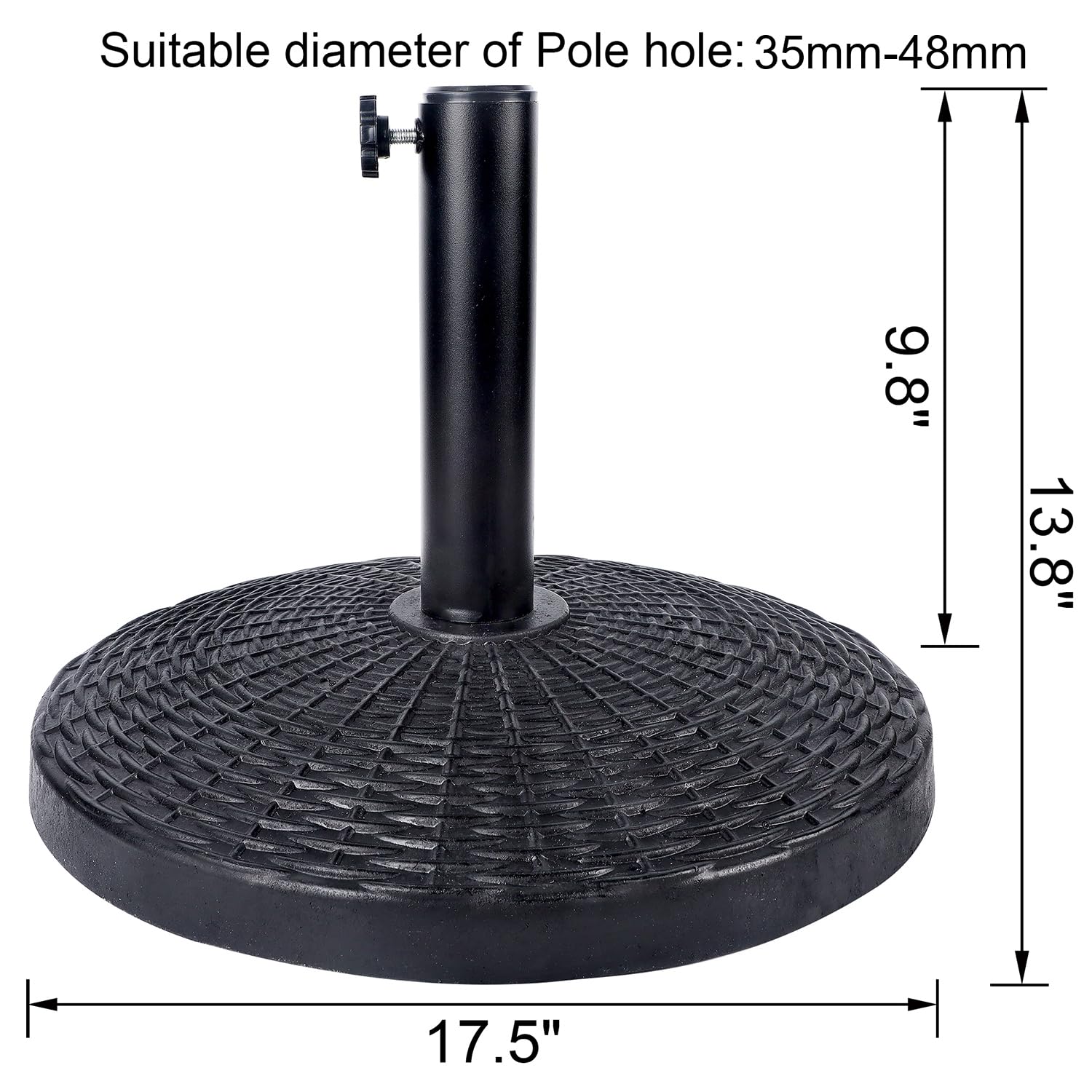 Blissun umbrella base assembled for stable support on patios and commercial spaces.
