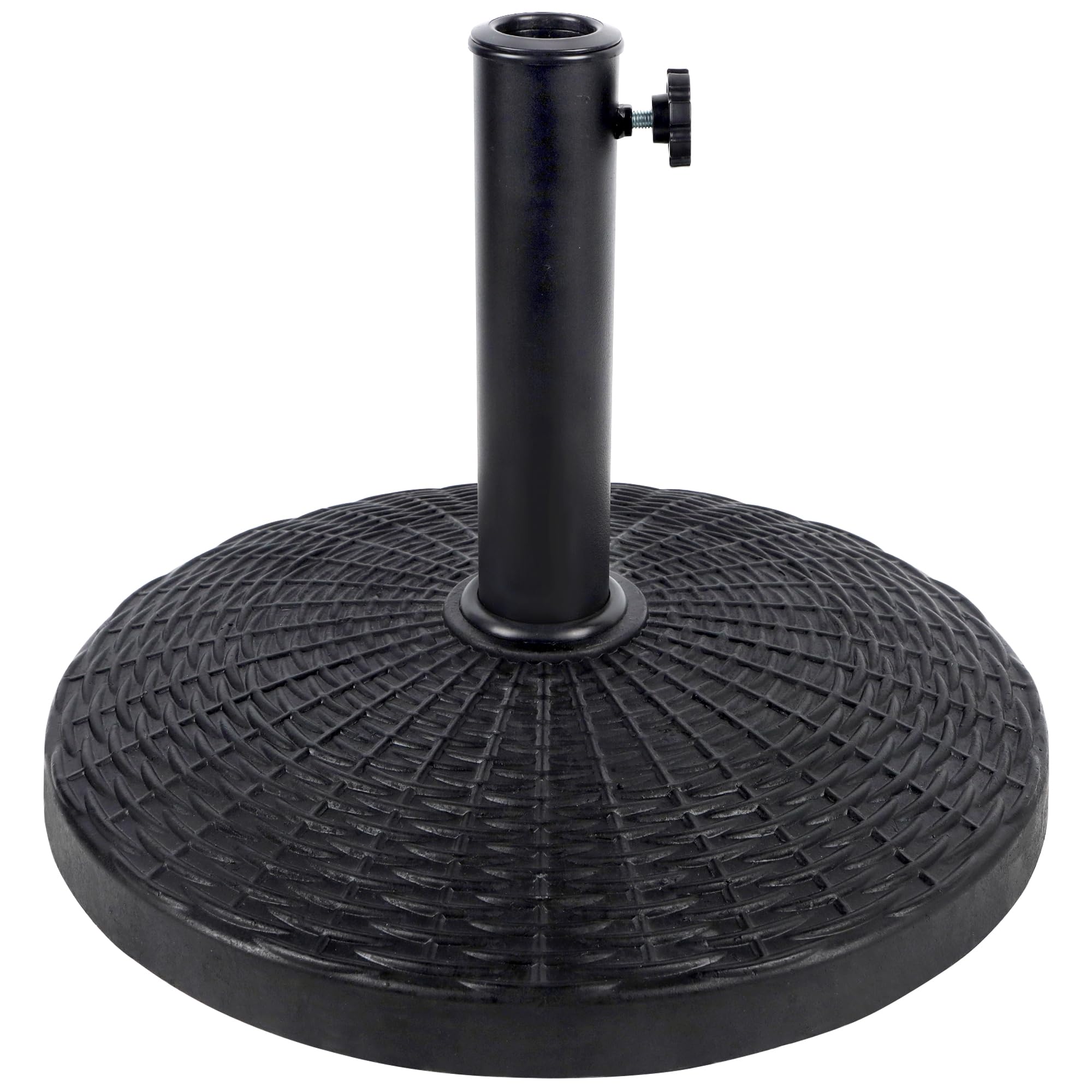 Blissun heavy-duty umbrella base in resin with 16.5-inch diameter for stable outdoor placement.