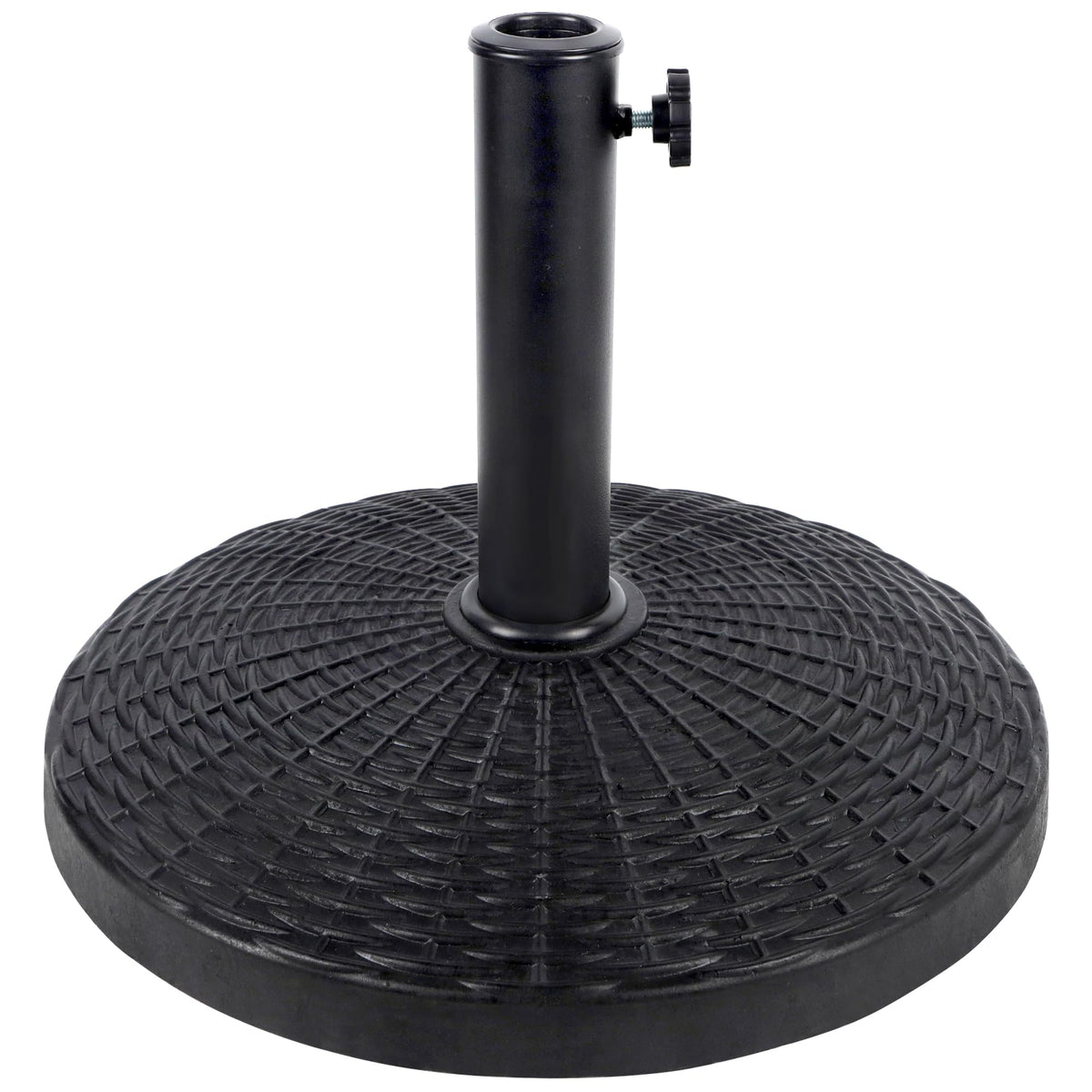 Blissun heavy-duty umbrella base in resin with 16.5-inch diameter for stable outdoor placement.