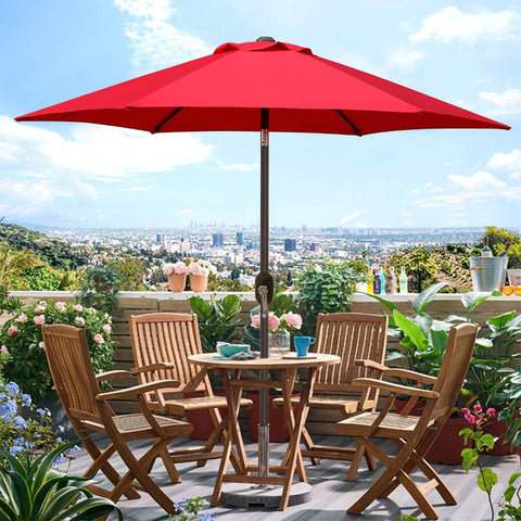 Blissun 7.5 ft diameter shade fits 24–36 inch tables with 2–4 chairs.