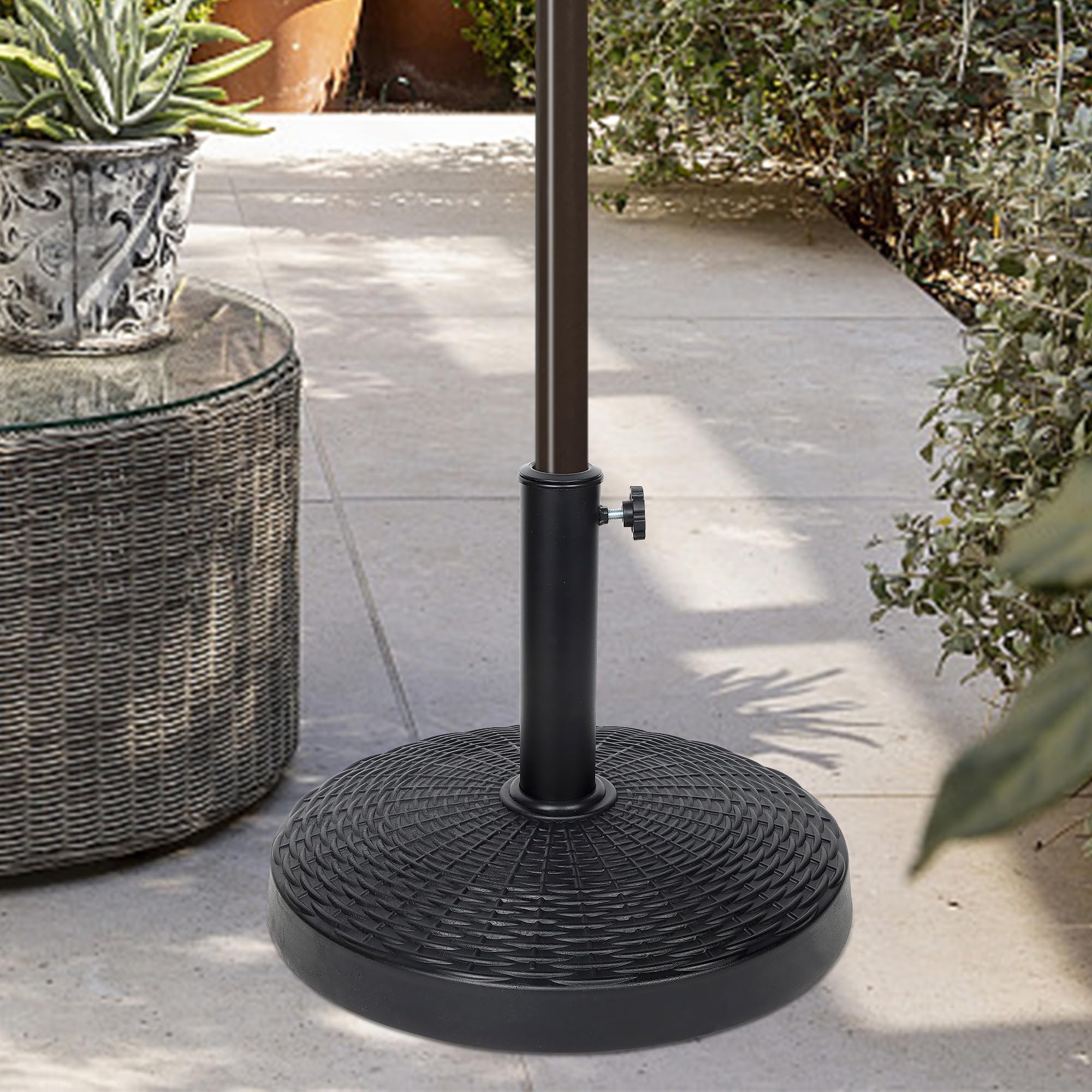 Blissun pole-diameter range accommodates most market umbrellas.