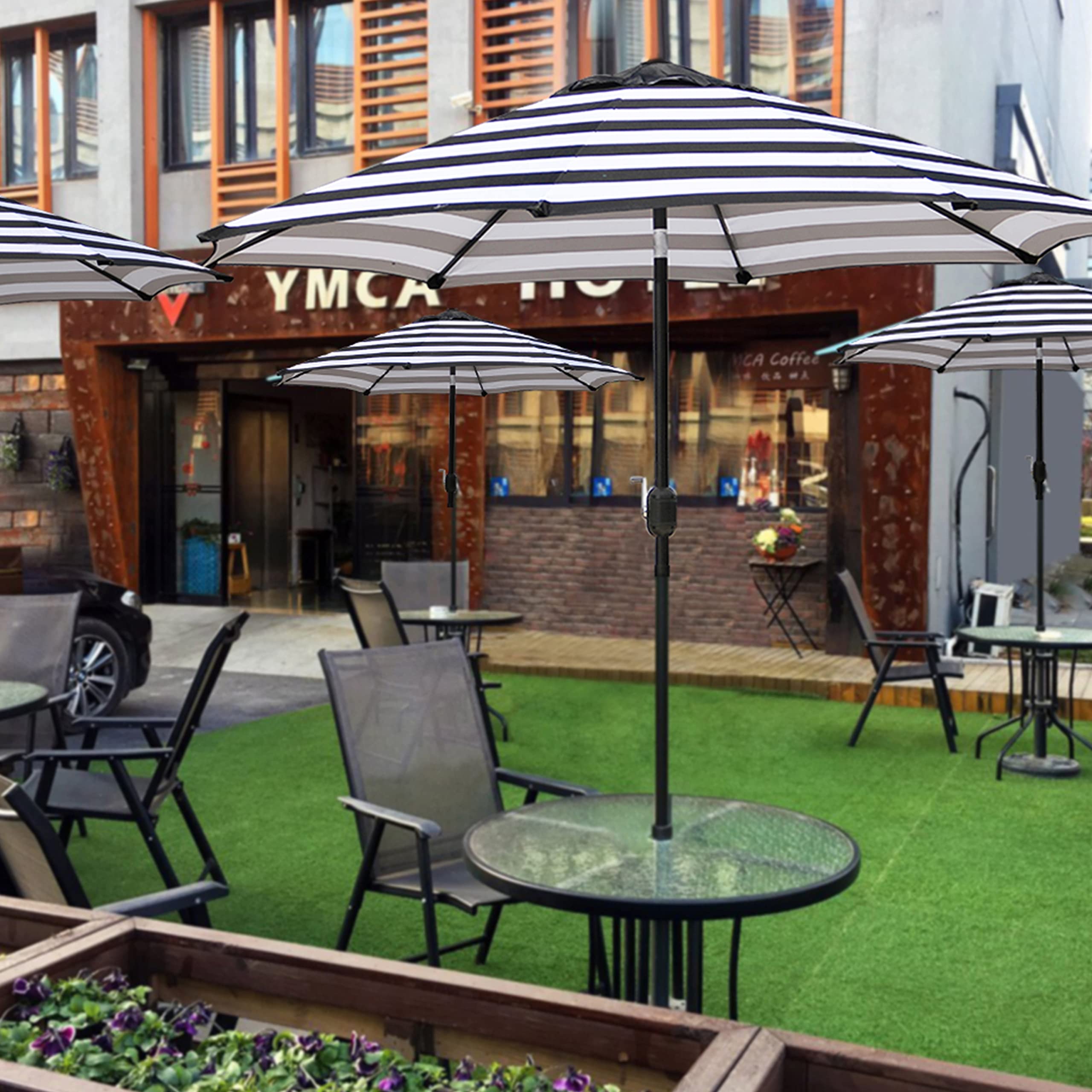 Blissun umbrella shade over table for outdoor dining and comfort