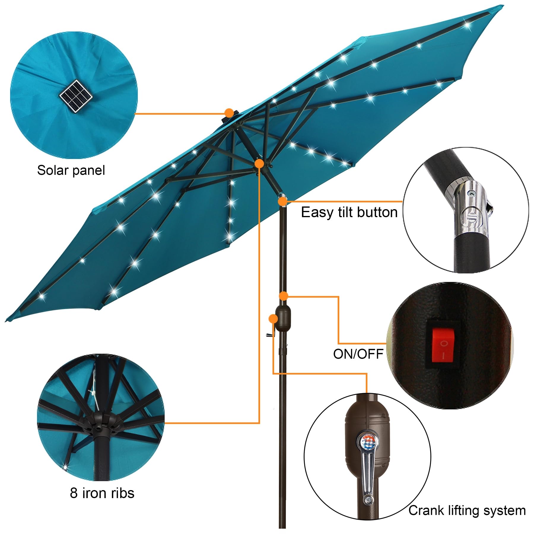 Blissun breathable outdoor fabric provides UV protection and rain resistance.