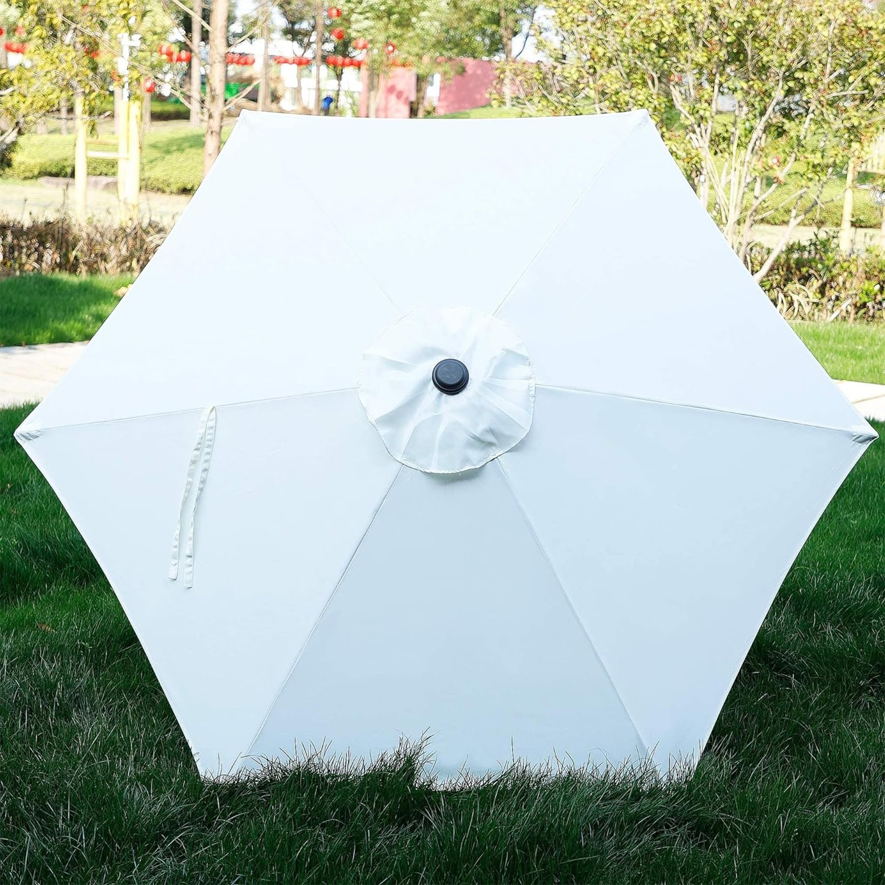 Blissun cream canopy blocks UV rays while vented design keeps air flowing.