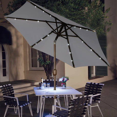 Blissun water repellent fabric protecting against sun and light rain.