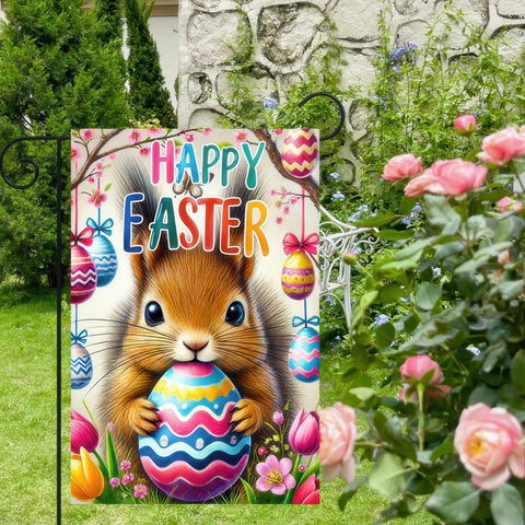 BlissYard Easter eggs and flowers flag, double-sided for clear viewing.