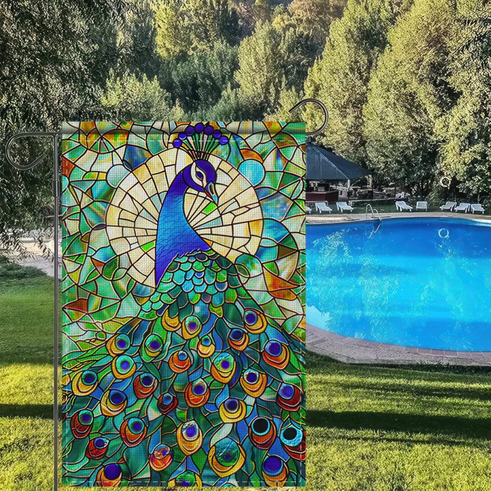 BlissYard garden flag with sleeve easy to mount on standard poles.