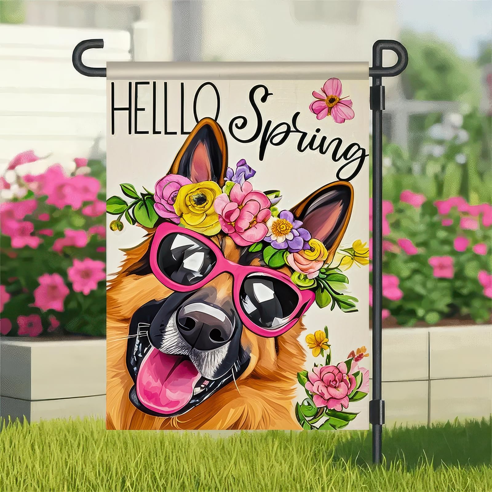 Gift-ready BlissYard ello flag for German Shepherd lovers and dog enthusiasts.