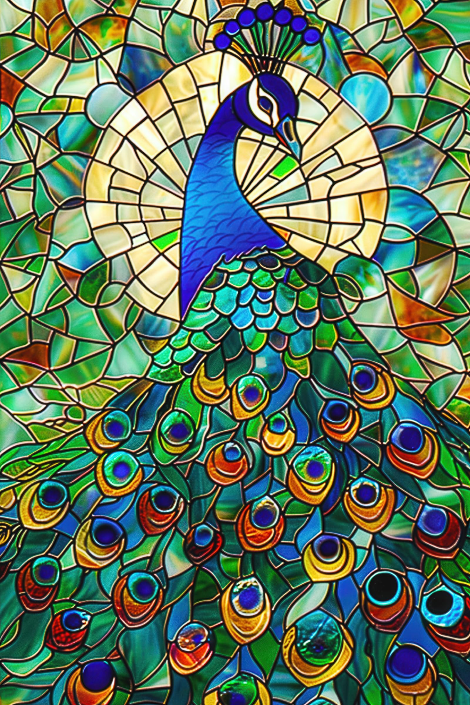 BlissYard stained-glass style peacock design adds elegance to outdoor spaces.