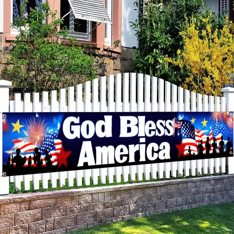 BlissYard God Bless America banner suited for outdoor porch or lawn display