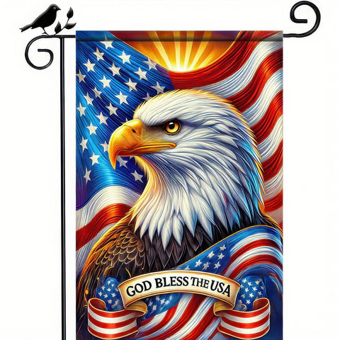 BlissYard God Bless America flag with eagle, 12x18, for outdoor patriotic display.