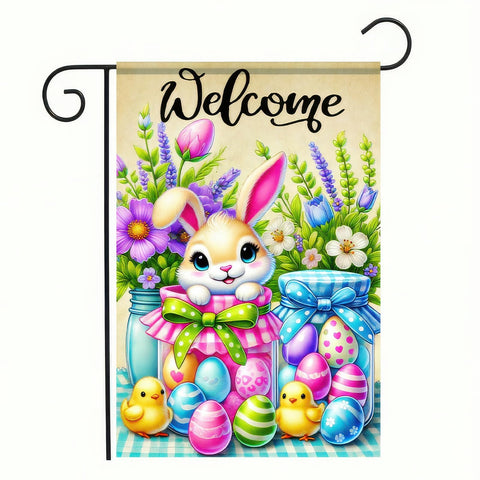 BlissYard Happy Easter Garden Flag, double-sided design for bright porch visibility.