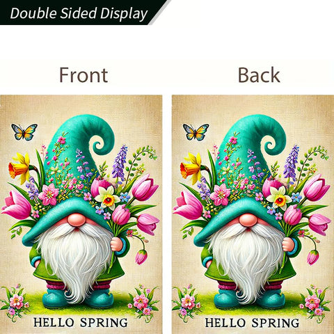 BlissYard Hello Spring garden flag back view, double-sided print for vibrant visibility from any angle.