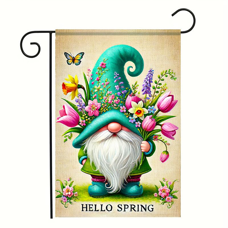 BlissYard Hello Spring garden flag front view, durable outdoor décor for welcoming the season.