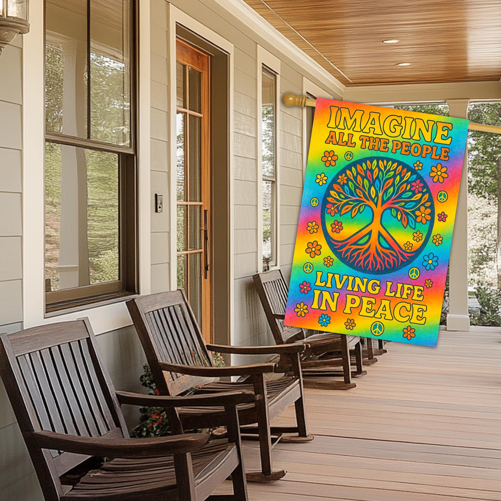 BlissYard Hippie garden flag colorful palette for patio display