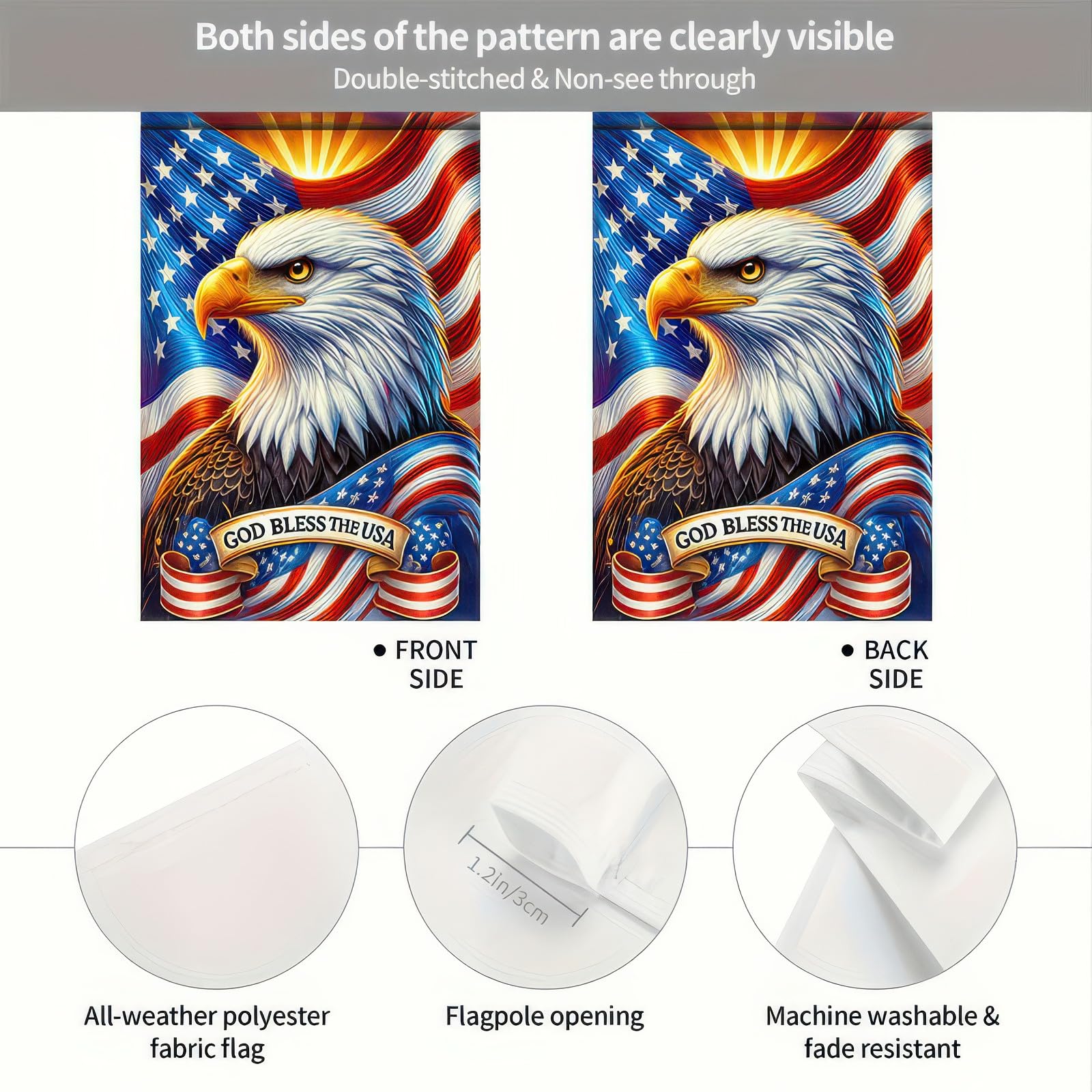 BlissYard eagle flag suitable for Memorial Day and Independence Day decor.
