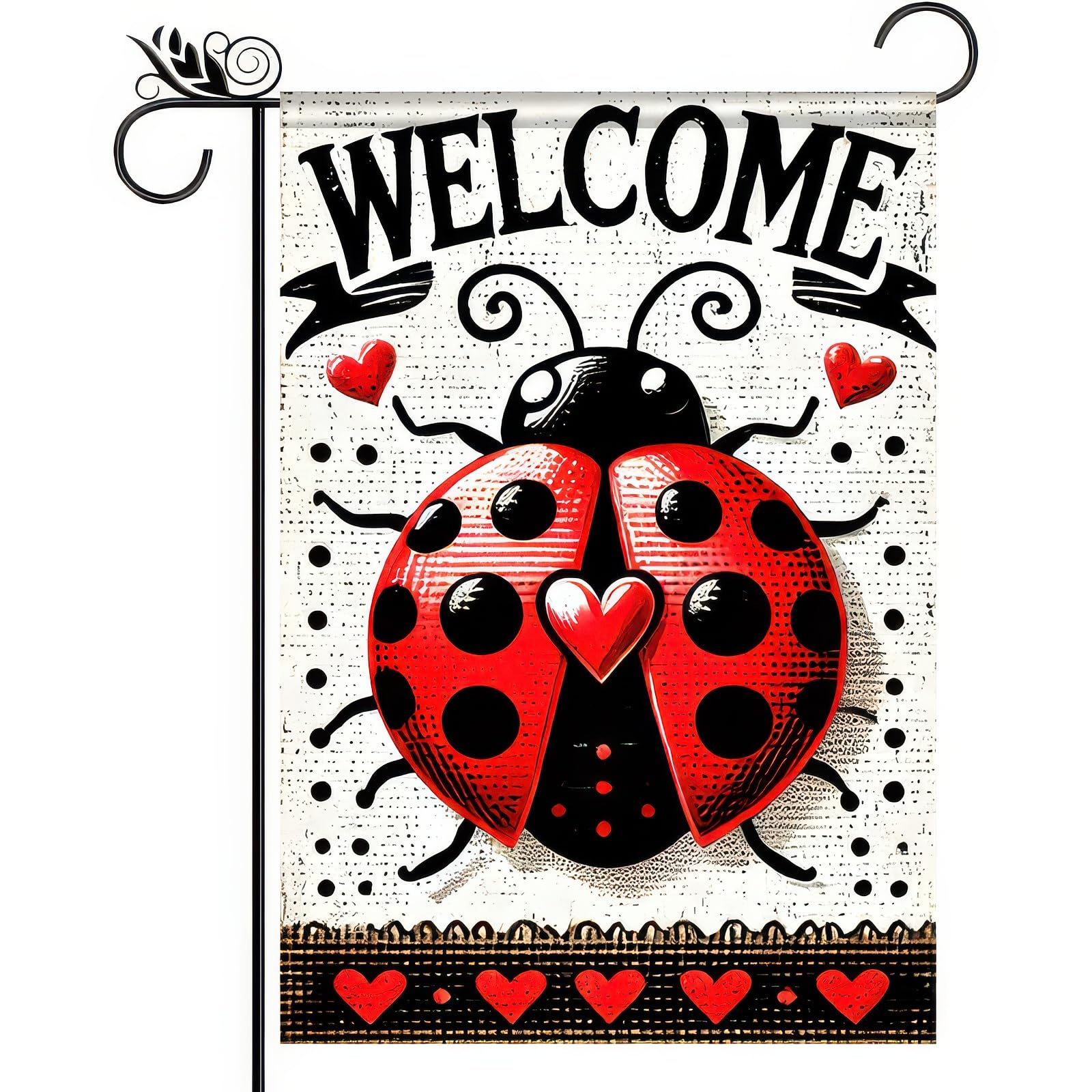 BlissYard Ladybug Welcome Flag highlights bright colors for curb appeal.