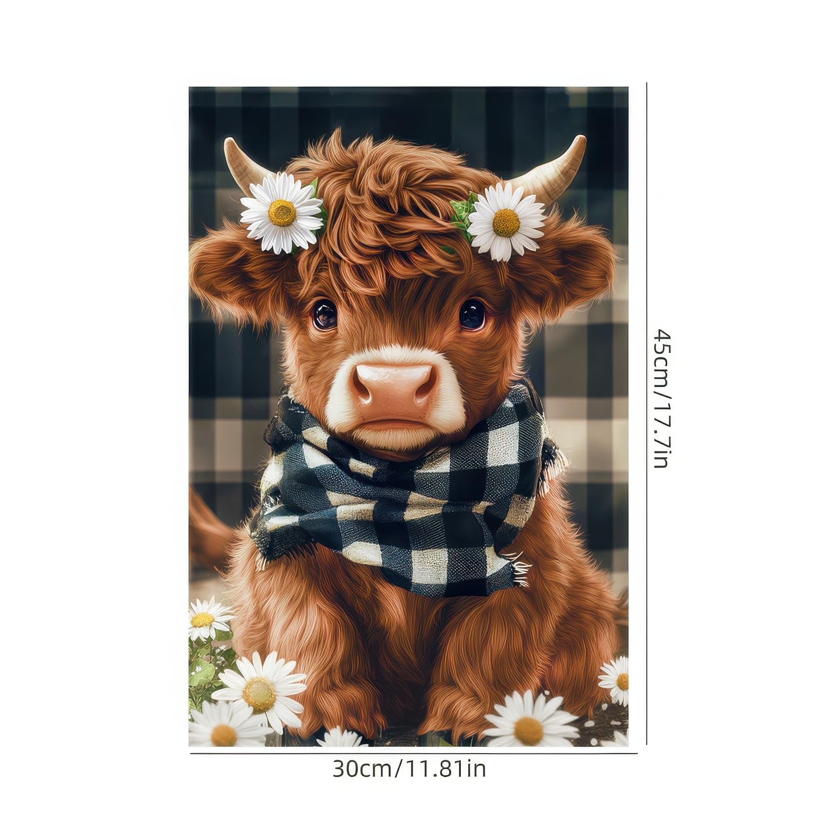 BlissYard flag shows plaid scarf on cow for cozy farmhouse curb appeal.