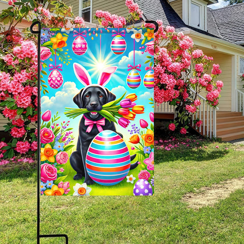BlissYard Spring flowers bunny flag welcoming front yard and patio guests