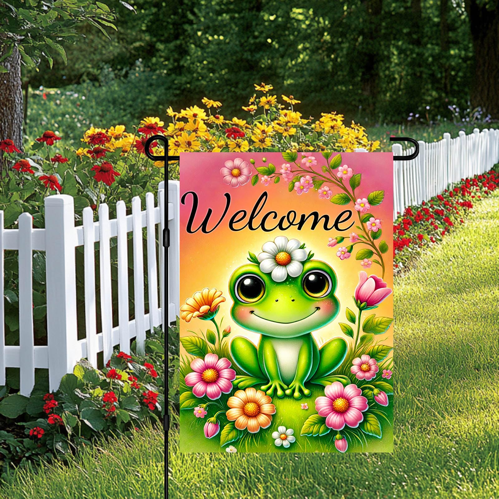 BlissYard spring-summer flag with dual-sided print visible from both directions.