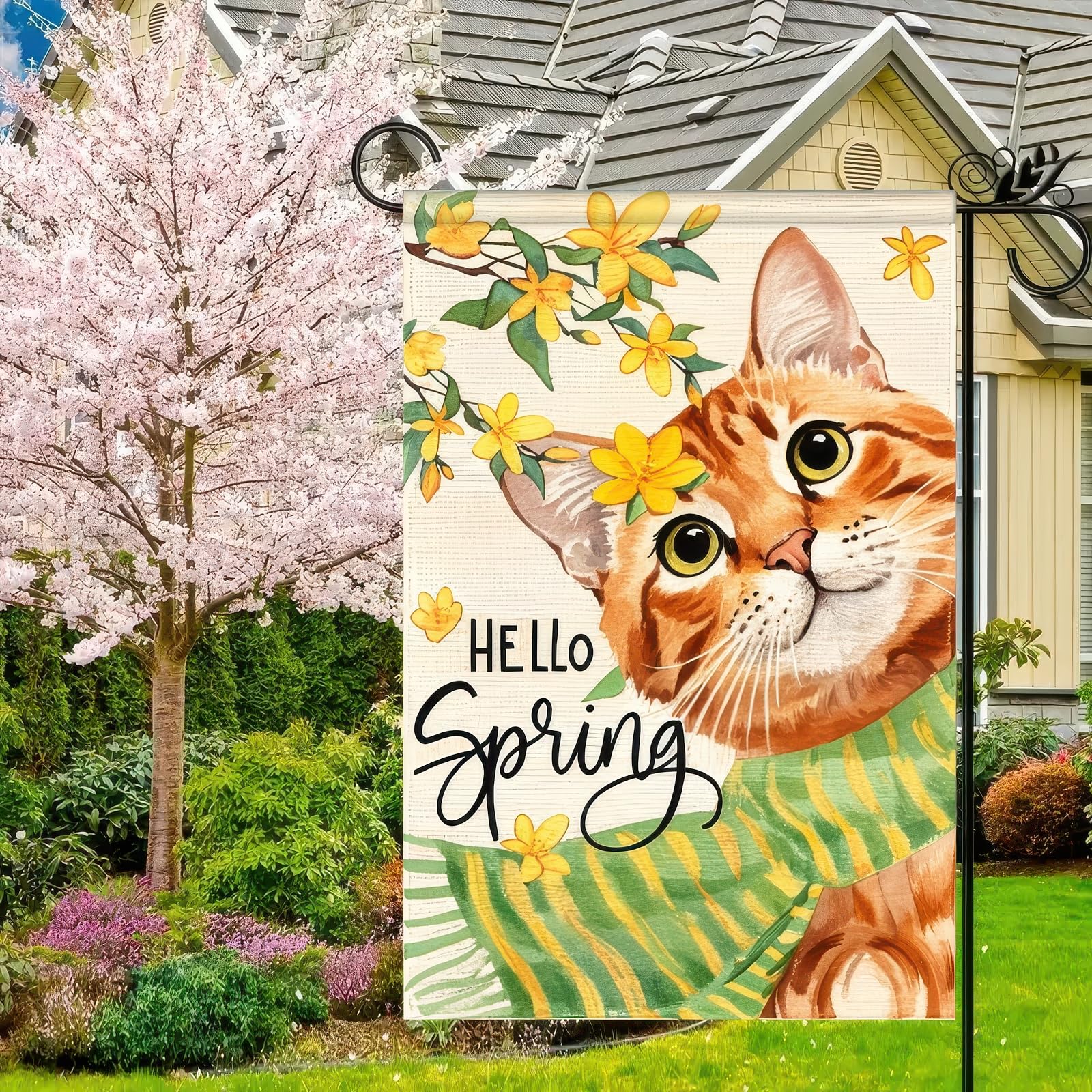 BlissYard double-sided flag shows vibrant art from both sides