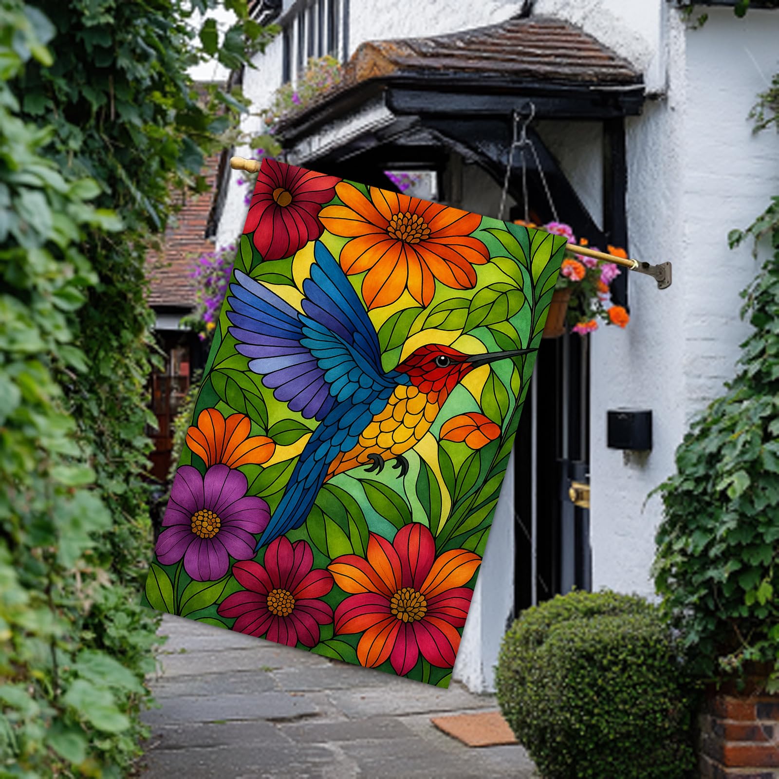 BlissYard welcome garden flag greets guests with floral detail