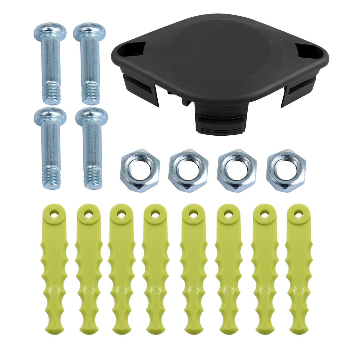 BLKGJTF ACFHRL2 polycarbonate bladed trimmer head for Ryobi compatibility and safer trimming.