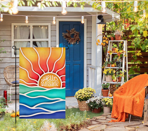 BLKWHT burlap garden flag, double-sided, versatile display for any yard all season.