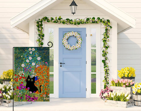 BLKWHT Colorful floral garden flag 12x18 adds cheerful curb appeal to patios.