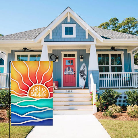 BLKWHT outdoor flag designed for patios as decorative yard decor.