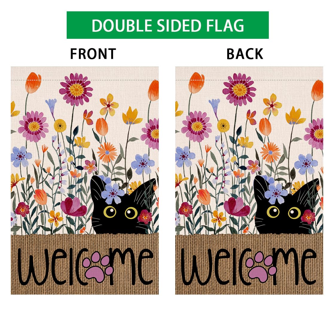 BLKWHT Spring Cat Flowers flag wind-swaying in garden to add motion and charm