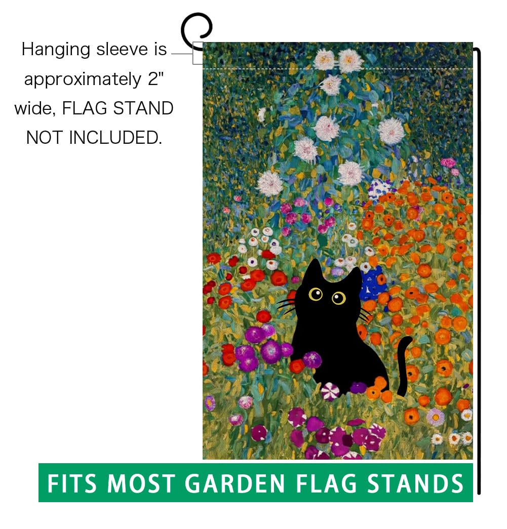 BLKWHT Garden flag stand not included; compatible with standard garden flag stands.
