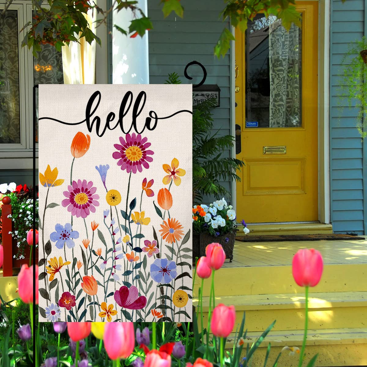 BLKWHT Sublimation printed flag designed to brighten porches