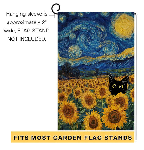 BLKWHT Garden flag without stand, fits standard flag stands for easy setup.