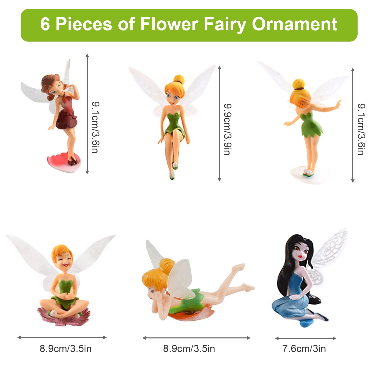 BLLREMIPSUR mini fairy figurine with blue wings adds color to crafts and toppers.