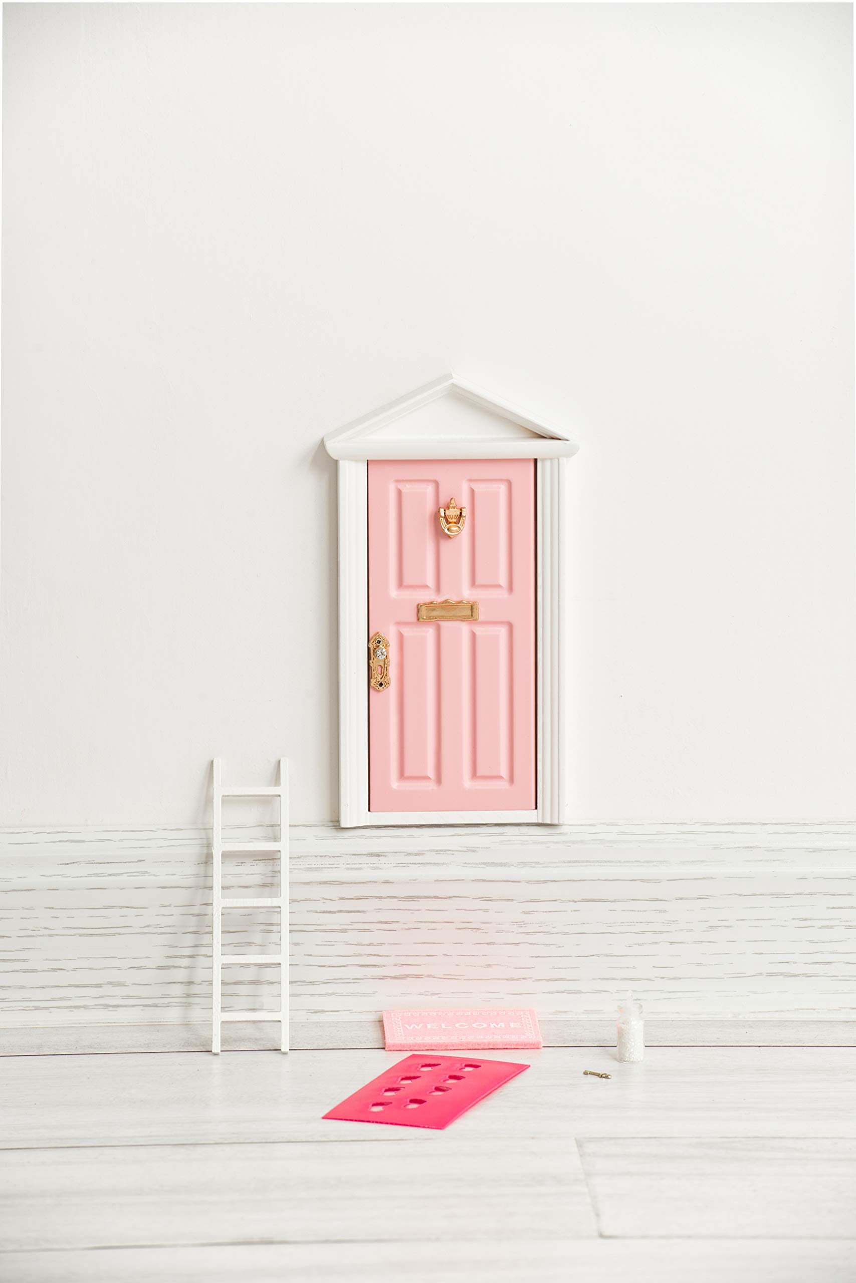 Blminiatures wooden fairy door ready to assemble with handle and knocker for easy setup.