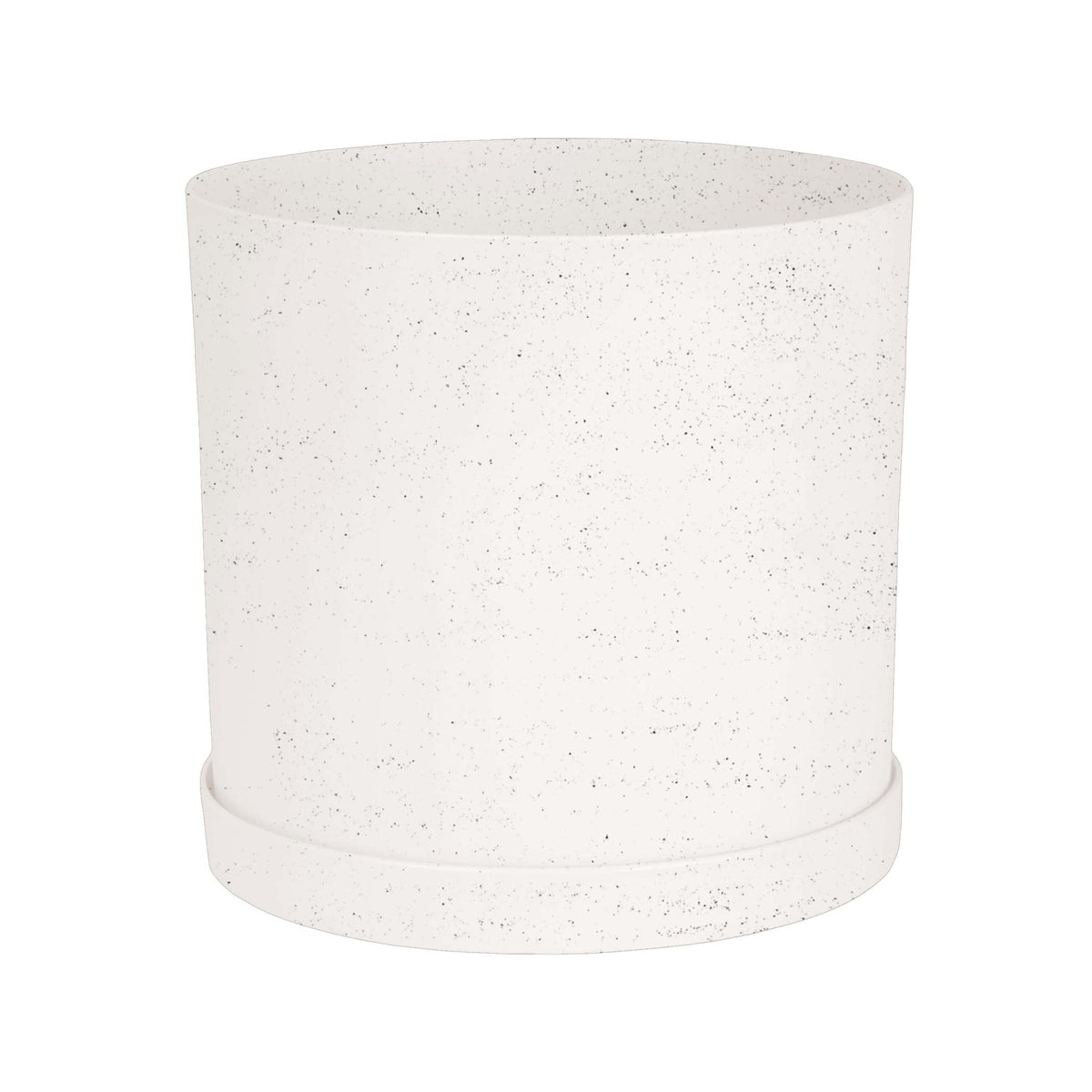 Bloem Mathers 12in round planter with modern resin finish for indoor outdoor use.