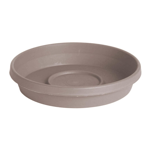 Bloem Terra Saucer Tray in pebble beige matte catches excess water to protect surfaces.